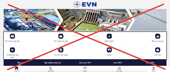 Cảnh báo Website giả mạo thương hiệu EVN