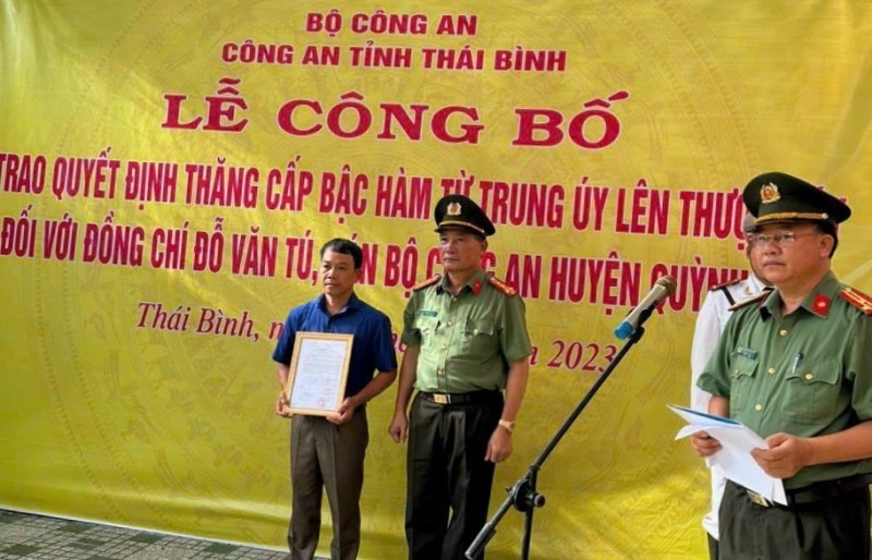 Thái Bình: Tổ chức lễ công bố truy thăng cấp bậc hàm cho chiến sỹ công an hy sinh