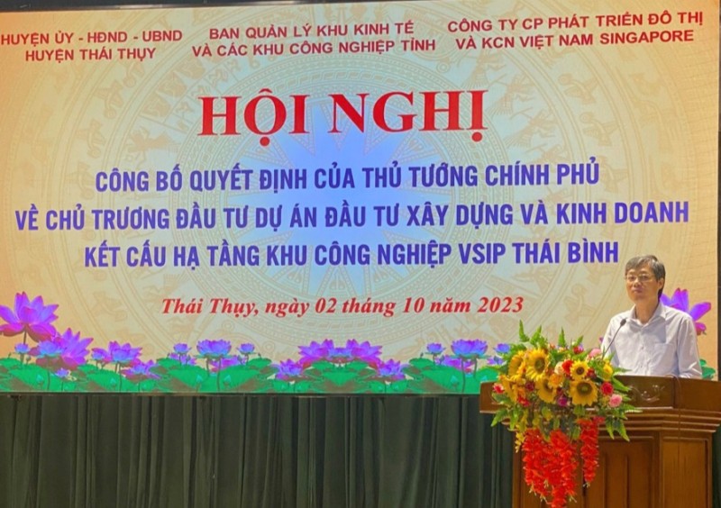 Khu công nghiệp VSIP Thái Bình rộng hơn 300ha, vốn đầu tư 212 triệu USD