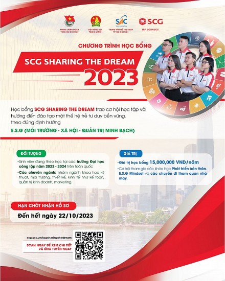 Học bổng “SCG Sharing The Dream” 2023 tiếp tục đồng hành cùng học sinh, sinh viên