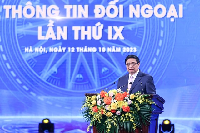 Thủ tướng Phạm Minh Chính dự và phát biểu tại lễ trao Giải thưởng toàn quốc về thông tin đối ngoại lần thứ IX - Ảnh: VGP/Nhật Bắc