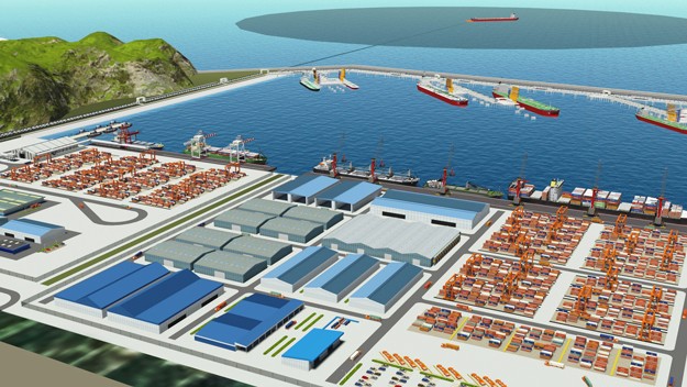 Phối cảnh cảng Bãi Gốc, một trong những hạng mục của dự án lọc dầu Vũng Rô. Ảnh: Báo Giao Thông
