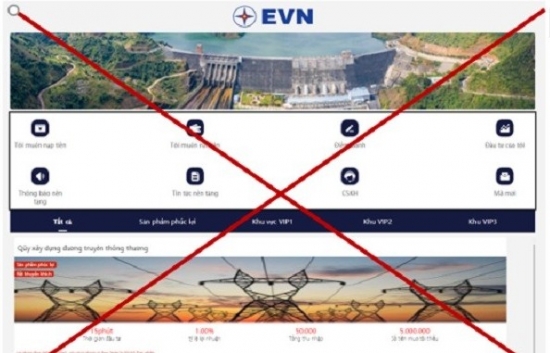 EVN cảnh báo trang web giả mạo thương hiệu