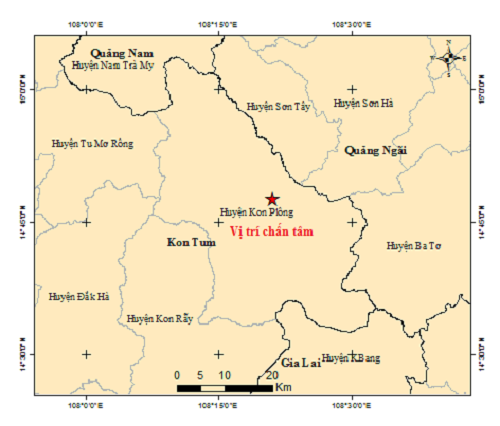 Xảy ra 2 trận động đất tại Sơn La và Kon Tum trong ngày 24/12