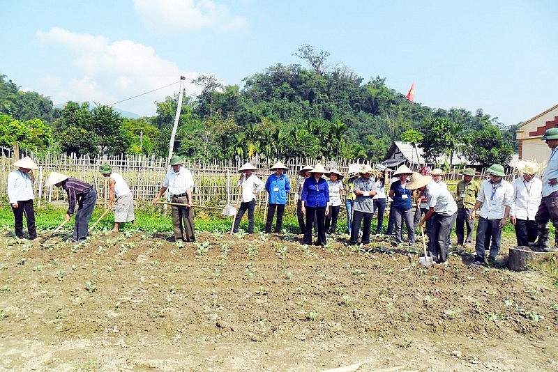 Giờ thực hành lớp trồng rau an toàn tại huyện Bạch Thông