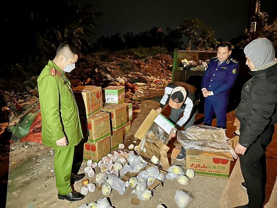 Thái Nguyên: Phát hiện, ngăn chặn 2 xe tải chở 6 tấn hoa quả nhập lậu