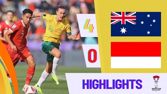 Kết quả trận Úc và Indonesia: Úc thắng dễ, Indonesia bị loại
