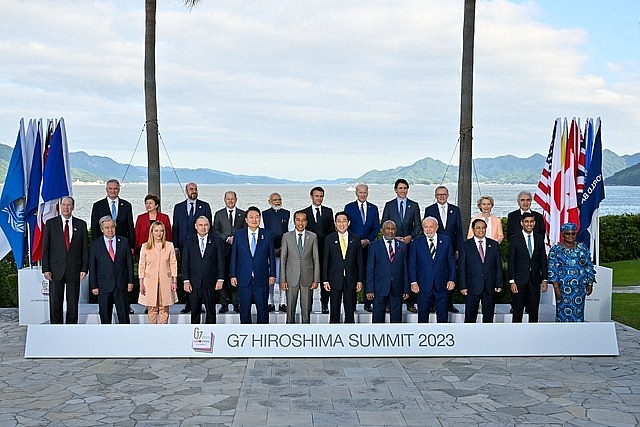 Thủ tướng Phạm Minh Chính cùng các nhà lãnh đạo các nước G7 mở rộng tại Hội nghị thượng đỉnh G7 mở rộng tháng 5/2023 tại Nhật Bản - Ảnh: VGP/Nhật Bắc