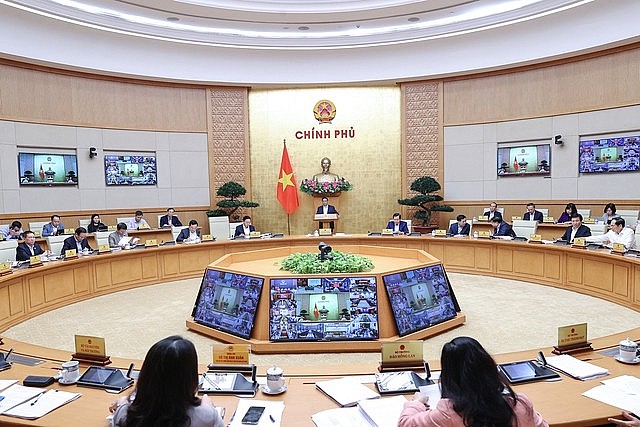 Thủ tướng Phạm Minh Chính chủ trì Hội nghị trực tuyến toàn quốc Chính phủ với địa phương vào tháng 3 năm 2023 - Ảnh: VGP/Nhật Bắc