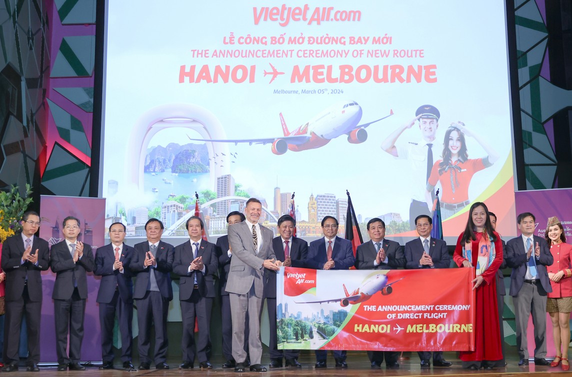 Thủ tướng Phạm Minh Chính chứng kiến công bố đường bay mới Hà Nội - Melbourne