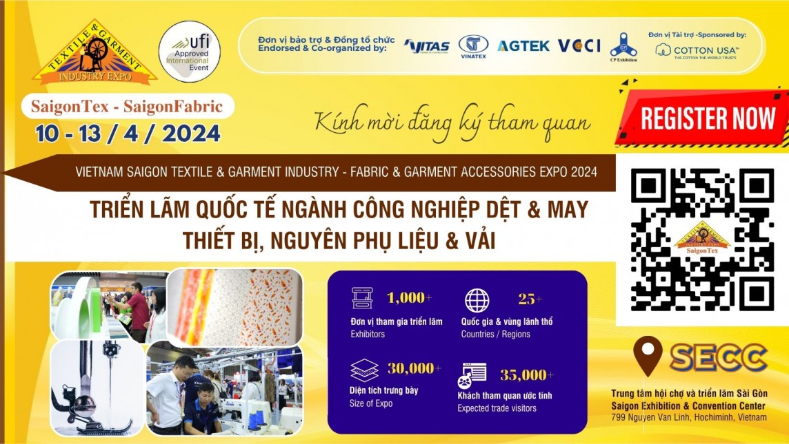 Sắp diễn ra triển lãm quốc tế chuyên ngành dệt may SaigonTex & SaigonFabric 2024