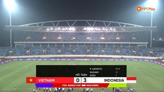 Tường thuật trực tiếp Việt Nam 0 - 3 Indonesia: Việt Nam thua bạc nhược trên sân nhà