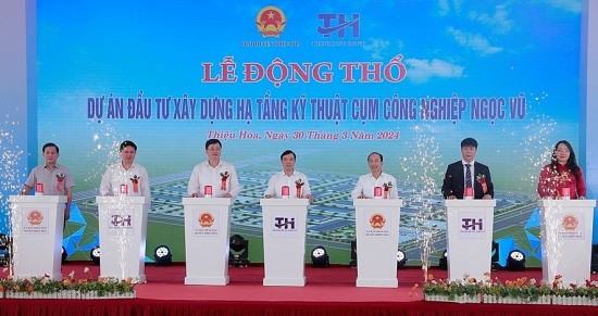 Thanh Hóa: Động thổ Dự án hạ tầng kỹ thuật Cụm công nghiệp Ngọc Vũ 350 tỷ đồng