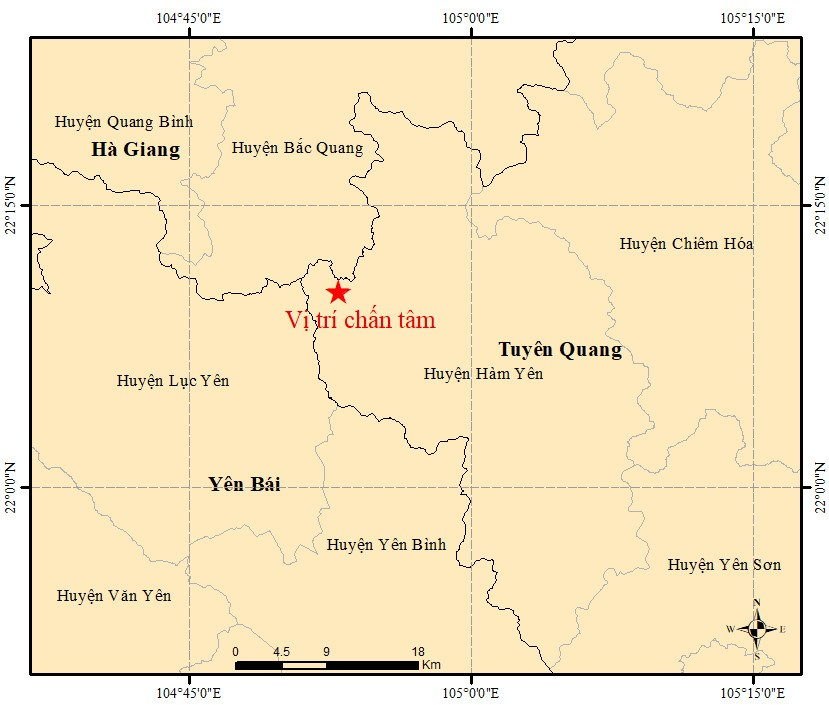 Tuyên Quang xảy ra động đất 4 độ richter