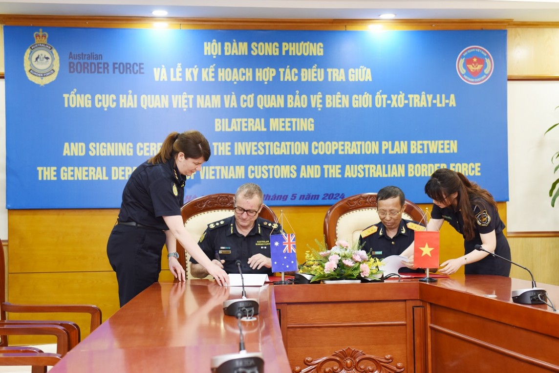 ký Kế hoạch hợp tác điều tra giữa Tổng cục Hải quan Việt Nam và Cơ quan Bảo vệ Biên giới Australia