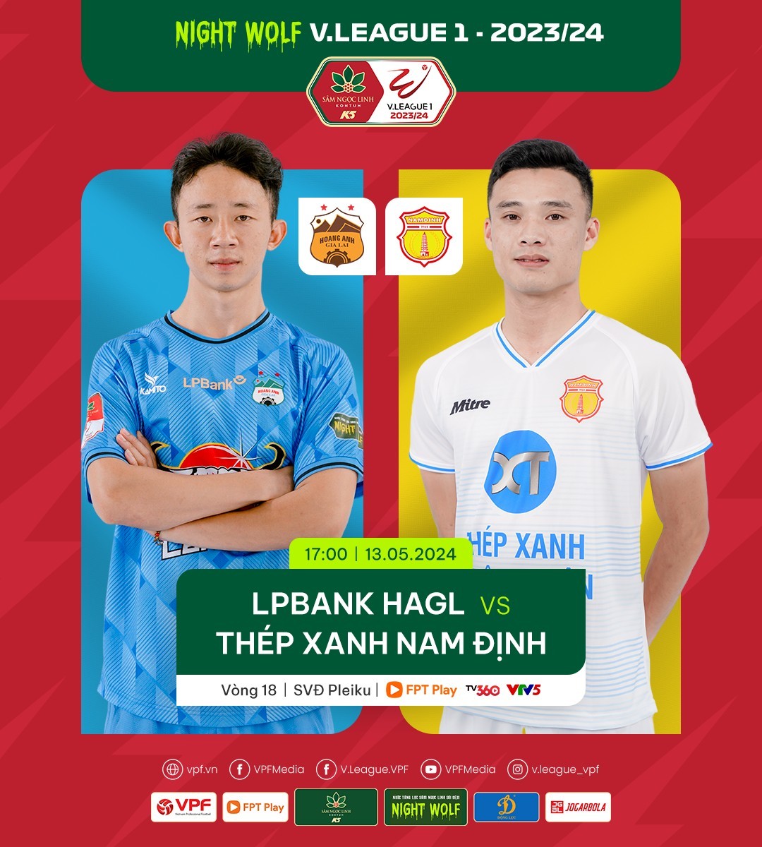 Nhận định bóng đá HAGL và Nam Định (17h00 ngày 13/05), Vòng 18 V-League 2023/2024