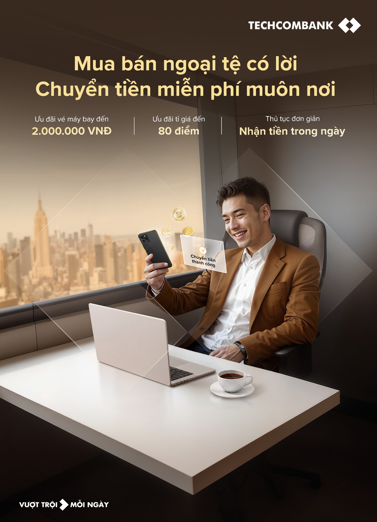 Techcombank dành nhiều ưu đãi cho khách hàng giao dịch mua bán ngoại tệ