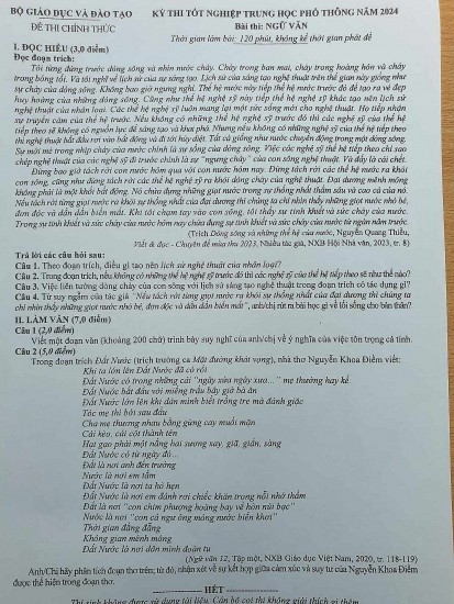 Đề thi tốt nghiệp THPT môn Ngữ văn gọi tên tác phẩm “Đất nước” của Nguyễn Khoa Điềm