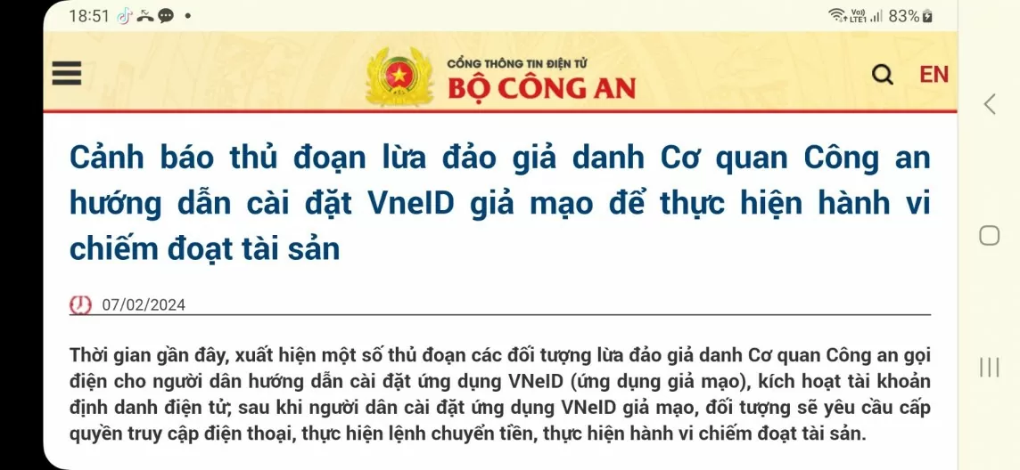 Việt Tân trơ trẽn bịa chuyện người dân bị lừa đảo vì cài ứng dụng VNeID