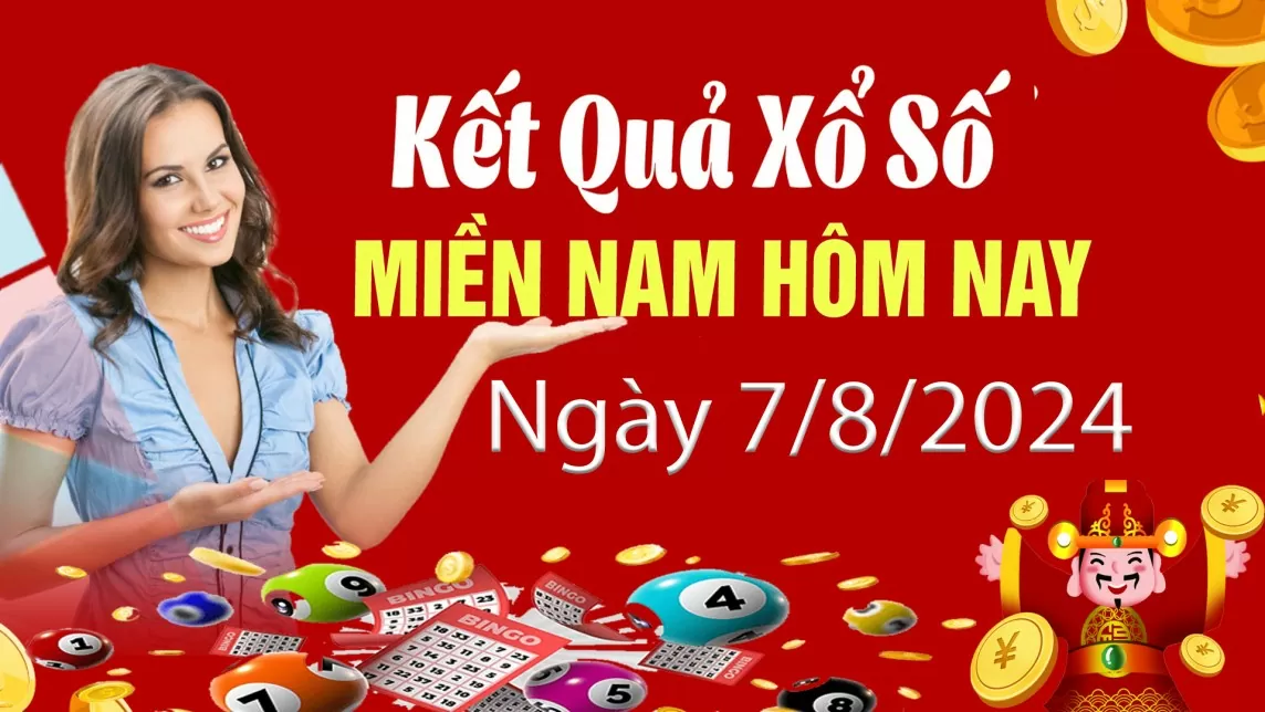 XSMN 7/8, xổ số miền Nam ngày 7 tháng 8. Kết quả xổ số miền Nam thứ Tư ngày 7/8/2024