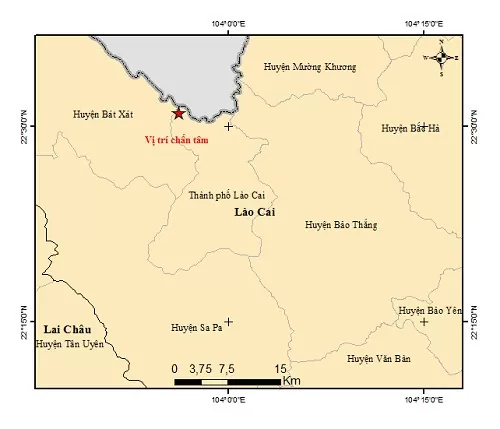 Lào Cai: Xảy ra động đất có cường độ 2,6 độ richter