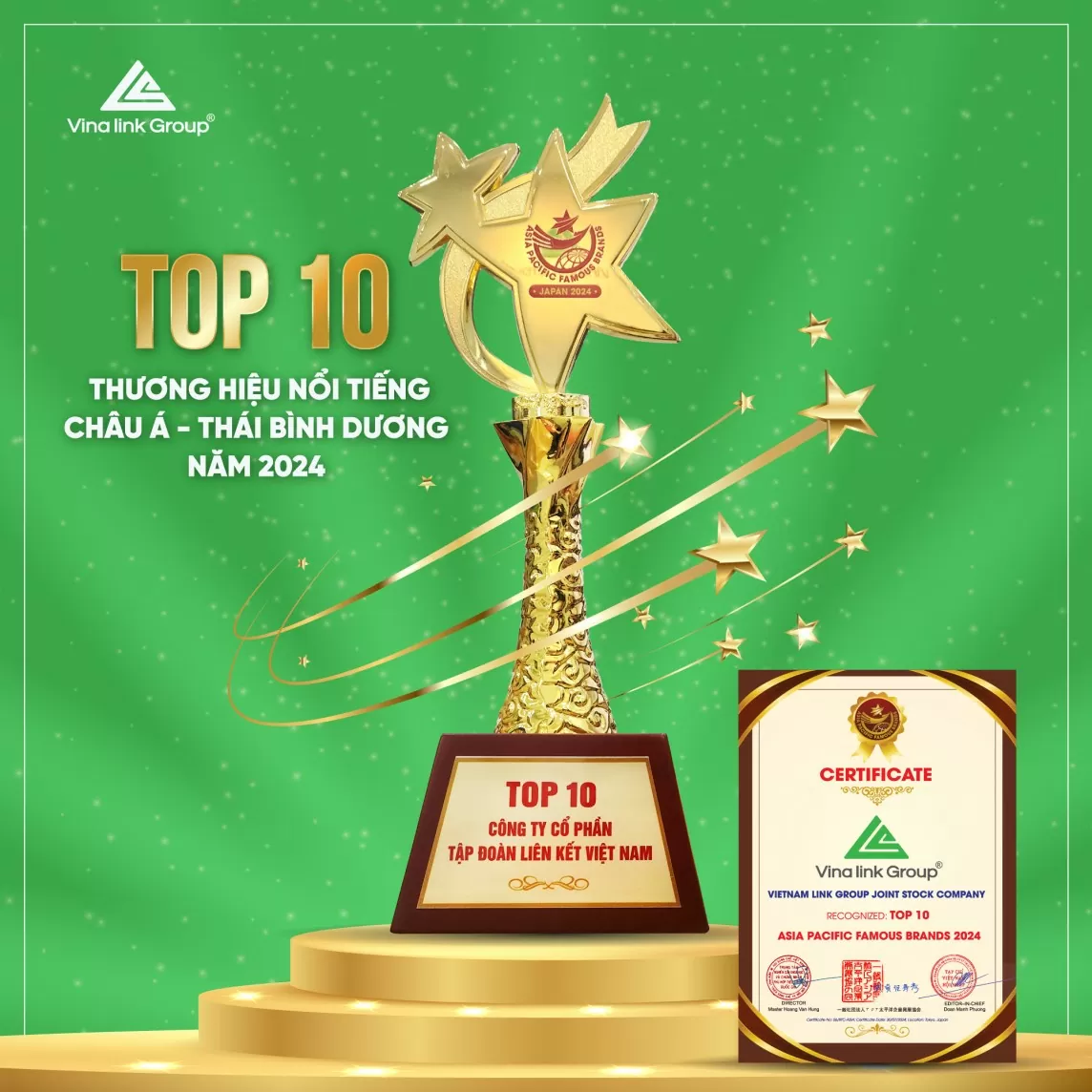 Vinalink Group: Tự hào Top 10 Thương hiệu nổi tiếng Châu Á - Thái Bình Dương năm 2024