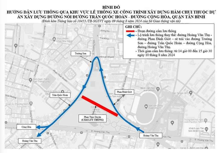 TP. Hồ Chí Minh: Cấm xe tuyến đường Phan Thúc Duyện từ 14h - 15h30