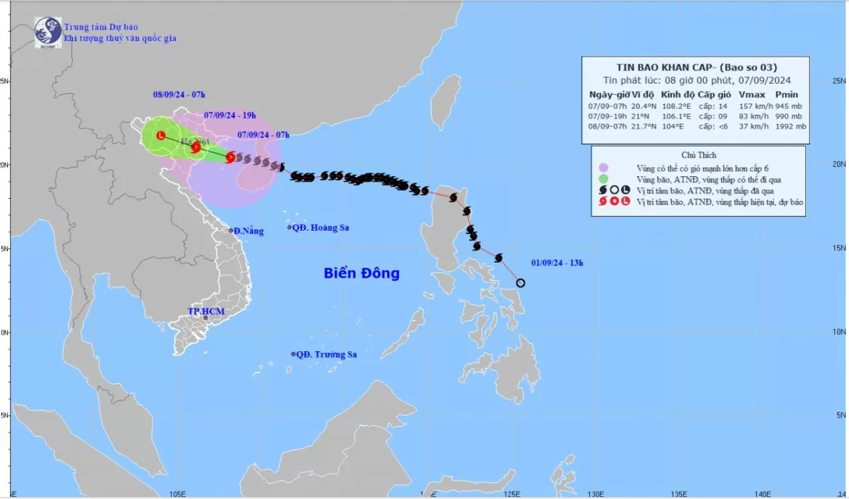 Dự báo tác động bão số 3 ảnh hưởng tới Hải Dương từ 7-9/9