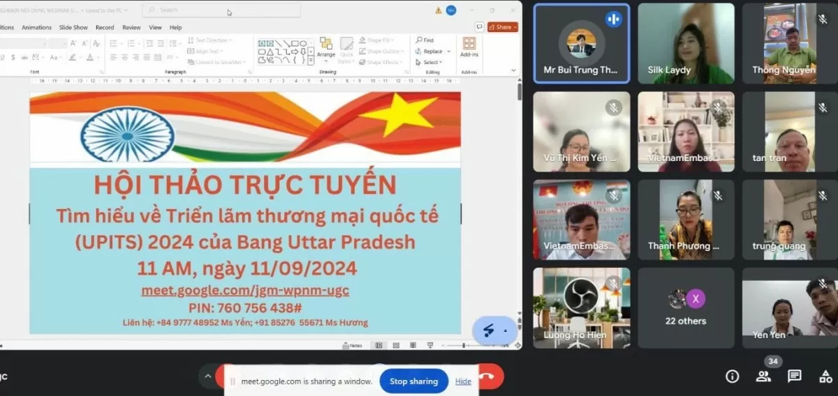 Thương vụ Việt Nam tại Ấn Độ tổ chức webinar về Triển lãm Thương mại Quốc tế UPITS 2024