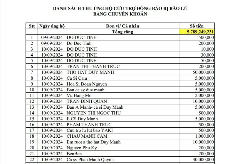 Link tải bảng sao kê ủng hộ đồng bào của TP. Hồ Chí Minh