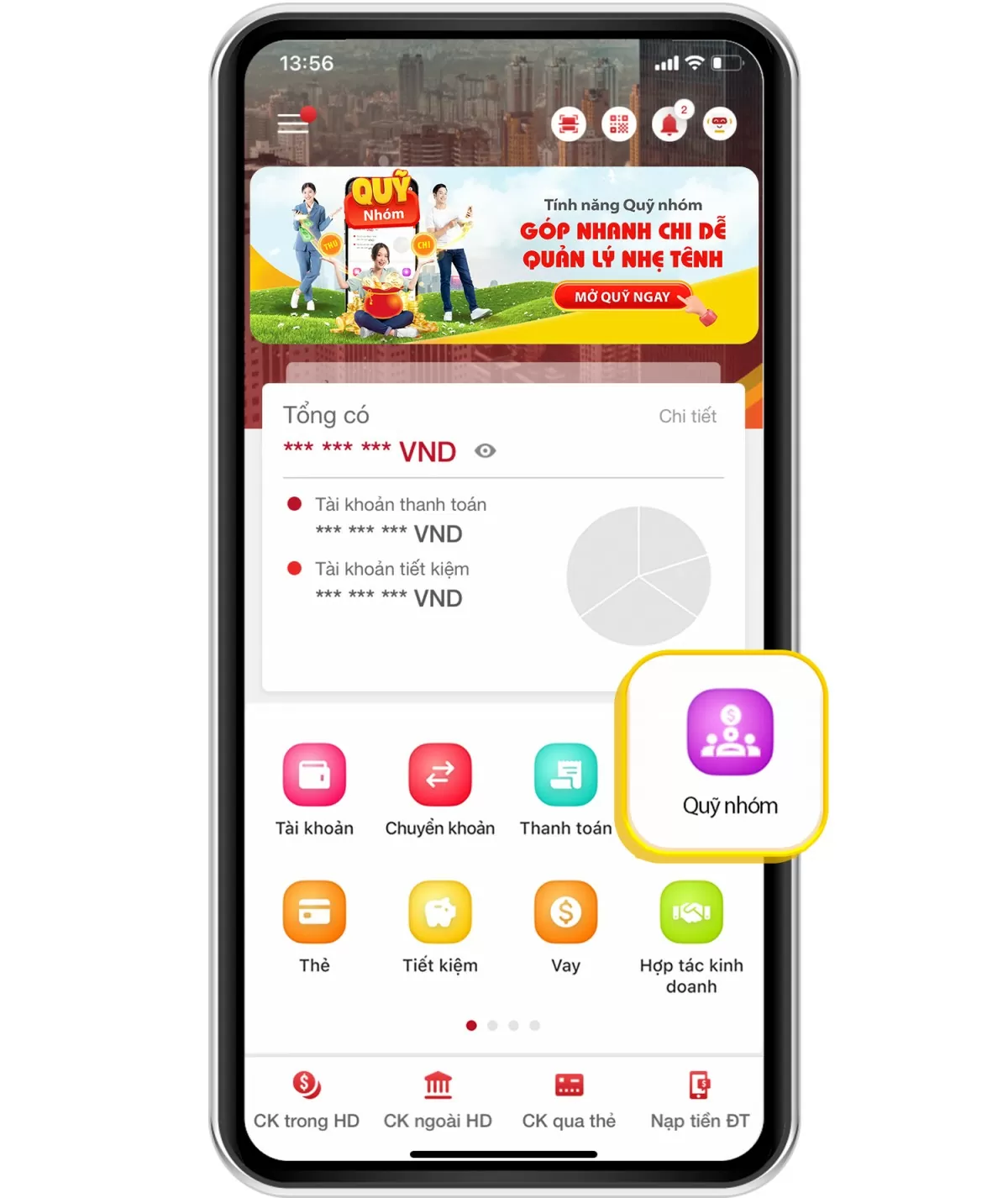 Thu chi minh bạch với tính năng Quỹ nhóm trên app HDBank