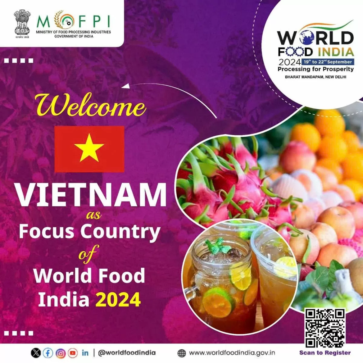 Việt Nam quảng bá nông sản và thực phẩm chế biến tại World Food India 2024