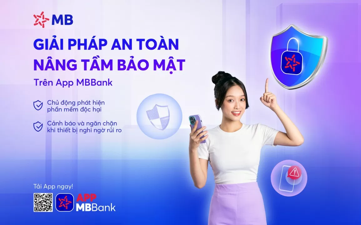 App MBBank chủ động chặn phần mềm độc hại chiếm quyền trên điện thoại