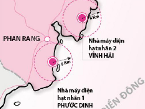 Vị trí xây dựng hai nhà máy điện hạt nhân tại tỉnh Ninh Thuận