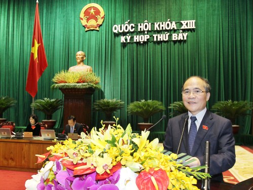 Chủ tịch Quốc hội Nguyễn Sinh Hùng phát biểu khai mạc kỳ họp.