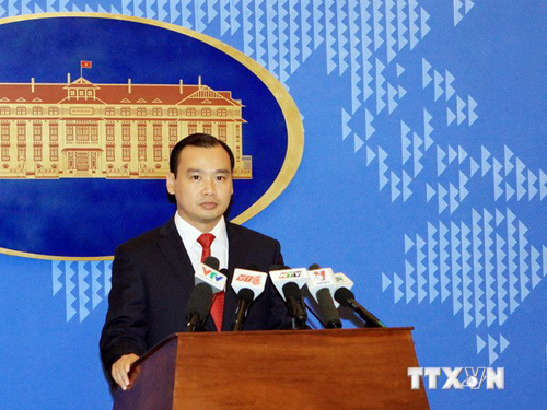 Ông Lê Hải Bình, Người phát ngôn Bộ Ngoại giao phát biểu tại buổi họp báo.
