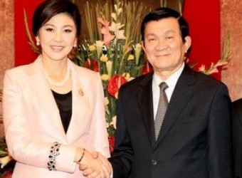 Chủ tịch nước Trương Tấn Sang tiếp Thủ tướng Thái Lan, Yingluck Shinawatra.