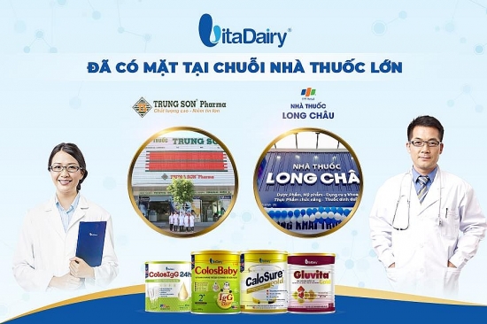 Sản phẩm dinh dưỡng của Vitadairy có mặt tại hệ thống nhà thuốc Long Châu và Trung Sơn