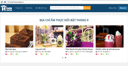 Website giới thiệu ẩm thực Hà Nội