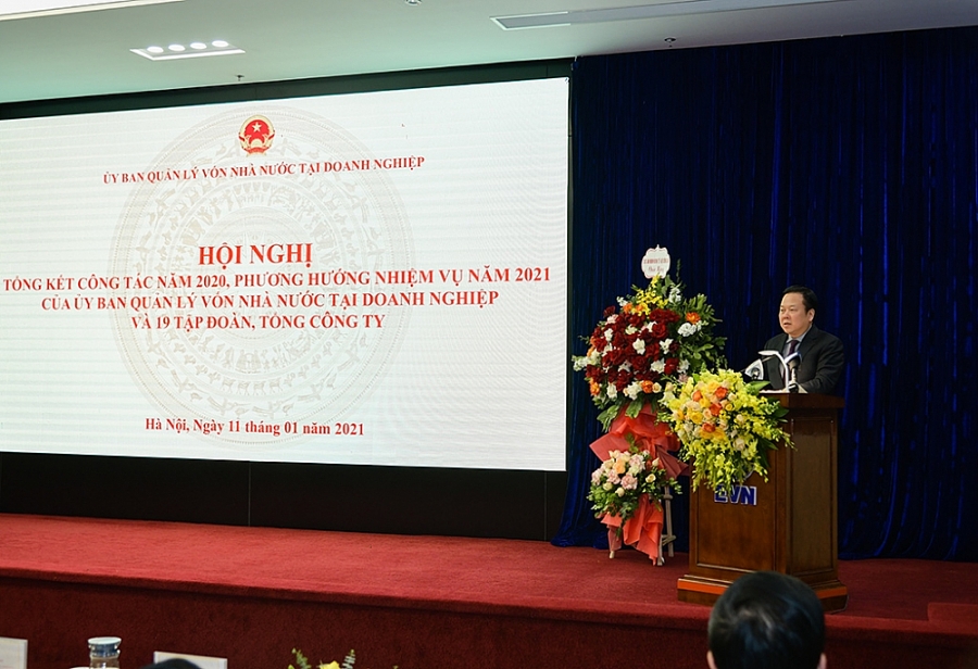 Chủ tịch Ủy ban Quản lý vốn nhà nước tại doanh nghiệp Nguyễn Hoàng Anh phát biểu đáp tiếp thu ý kiến chỉ đạo của Phó Thủ tưởng Thường trực Chính phủ