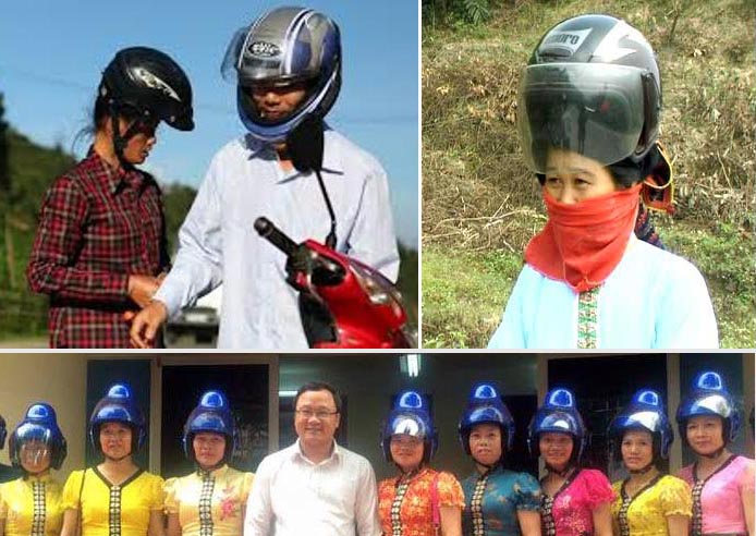 So sánh chiếc mũ bảo hiểm được thiết kế đặc biệt dành cho người phụ nữ Thái đen và mũ bảo hiểm thông thường
