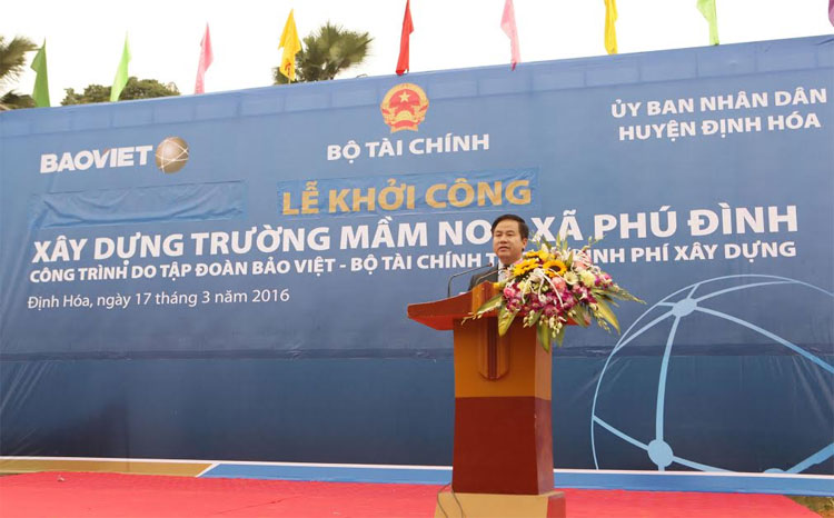 Tập đoàn Bảo Việt tài trợ kinh phí xây dựng Trường mầm non Phú Đình, Thái Nguyên