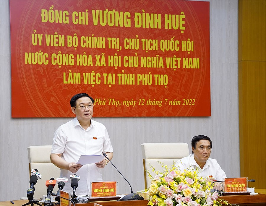 Chủ tịch Quốc hội Vương Đình Huệ làm việc với Tỉnh ủy Phú Thọ