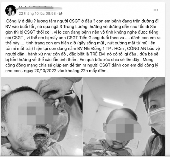 Công an Tiền Giang lên tiếng thông tin tố "CSGT đánh bé trai"