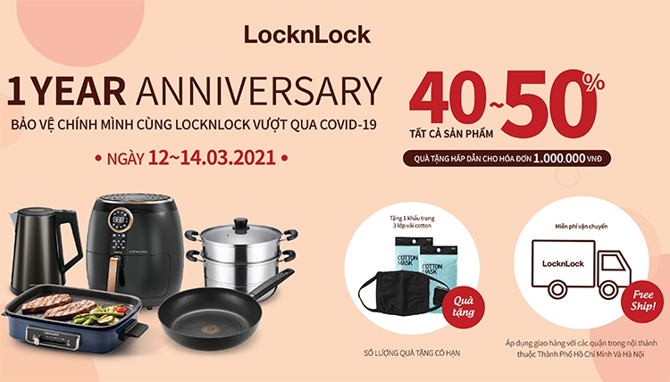 Giảm giá sốc tới 50% mừng kỷ niệm 1 năm LOCK&LOCK online