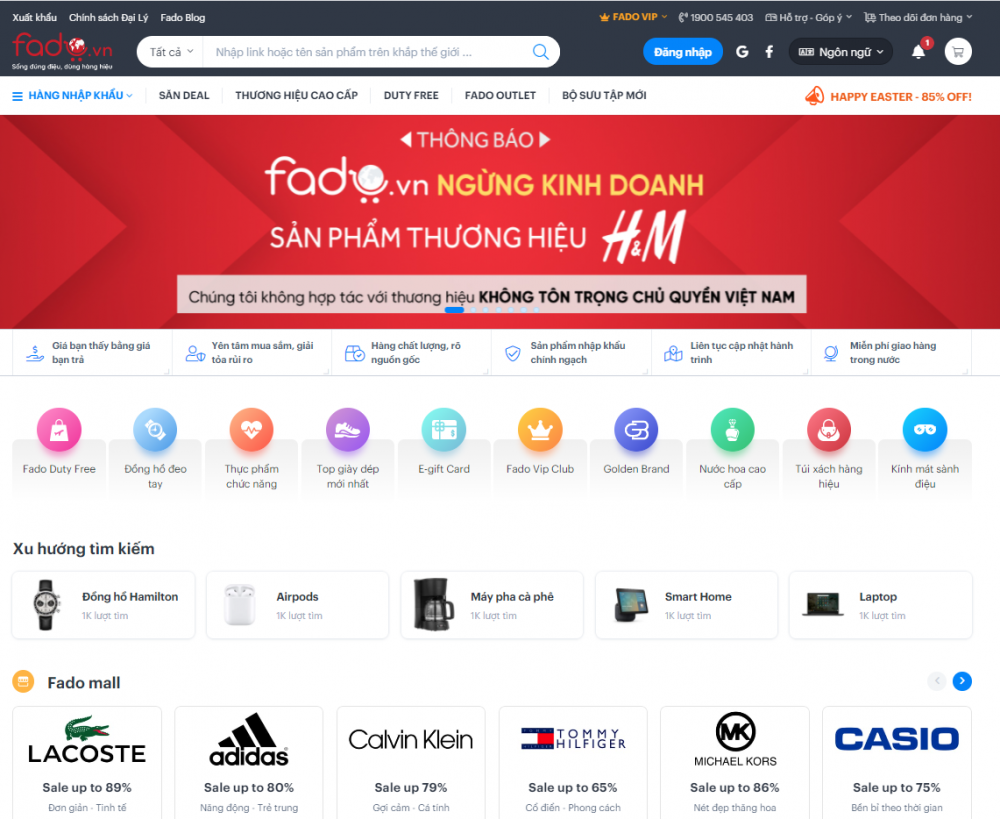 Sàn thương mại điện tử đầu tiên ở Việt Nam ngưng kinh doanh sản phẩm H&M