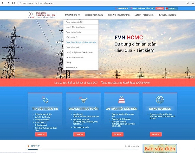EVNHCMC cung cấp giải pháp để khách hàng theo dõi lượng điện năng tiêu thụ