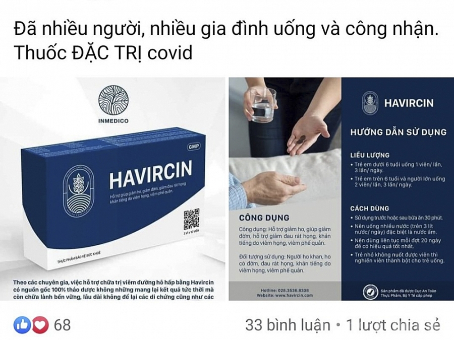 Chưa được cấp phép, thuốc quảng cáo trị COVID-19 vẫn bán tràn lan trên mạng xã hội