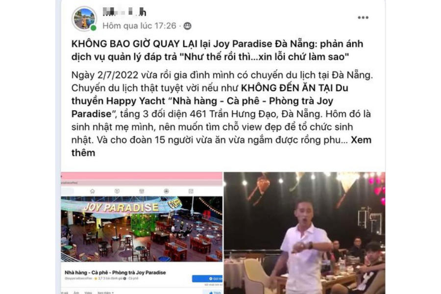 Đà Nẵng: Yêu cầu nhà hàng công khai xin lỗi khách vì dịch vụ kém