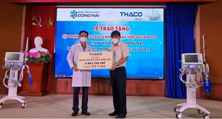 THACO tặng máy thở cho Bệnh viện Đa khoa Đồng Nai và tài trợ 2 triệu kit test nhanh Covid cho các tỉnh miền Nam, Tây Nguyên